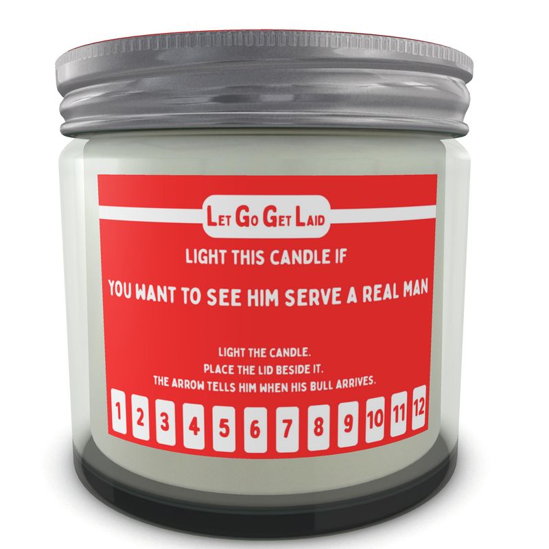 Gay Cuck Top Candle - Erotic Countdown Candle with Arrow Lid - "Light if you want to watch your man serve a real man"
