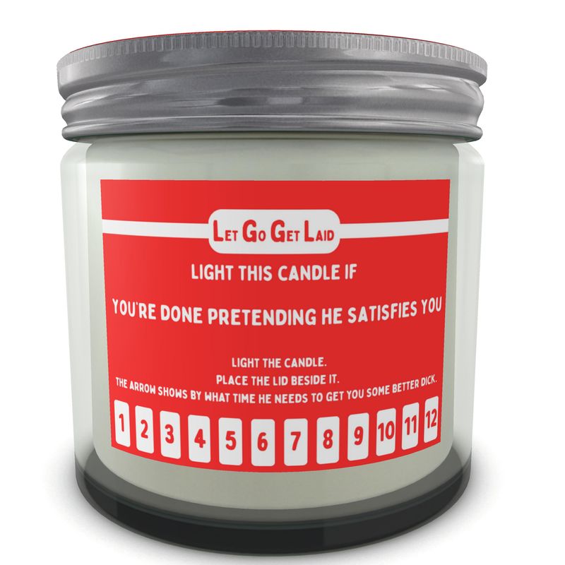 Gay Cuck/ Hot Husband Candle - Erotic Countdown Candle with Arrow Lid - "Light if you're done pretending he satisfies you"