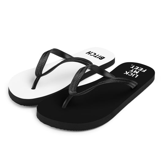 Two Let Go Get Laid flip-flops