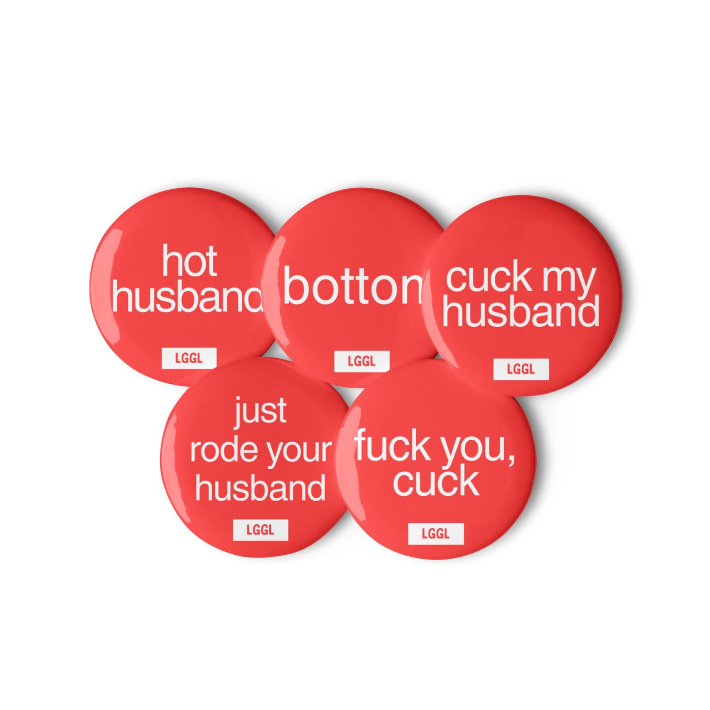 Kinky fetish pin buttons with hot husband and cuck