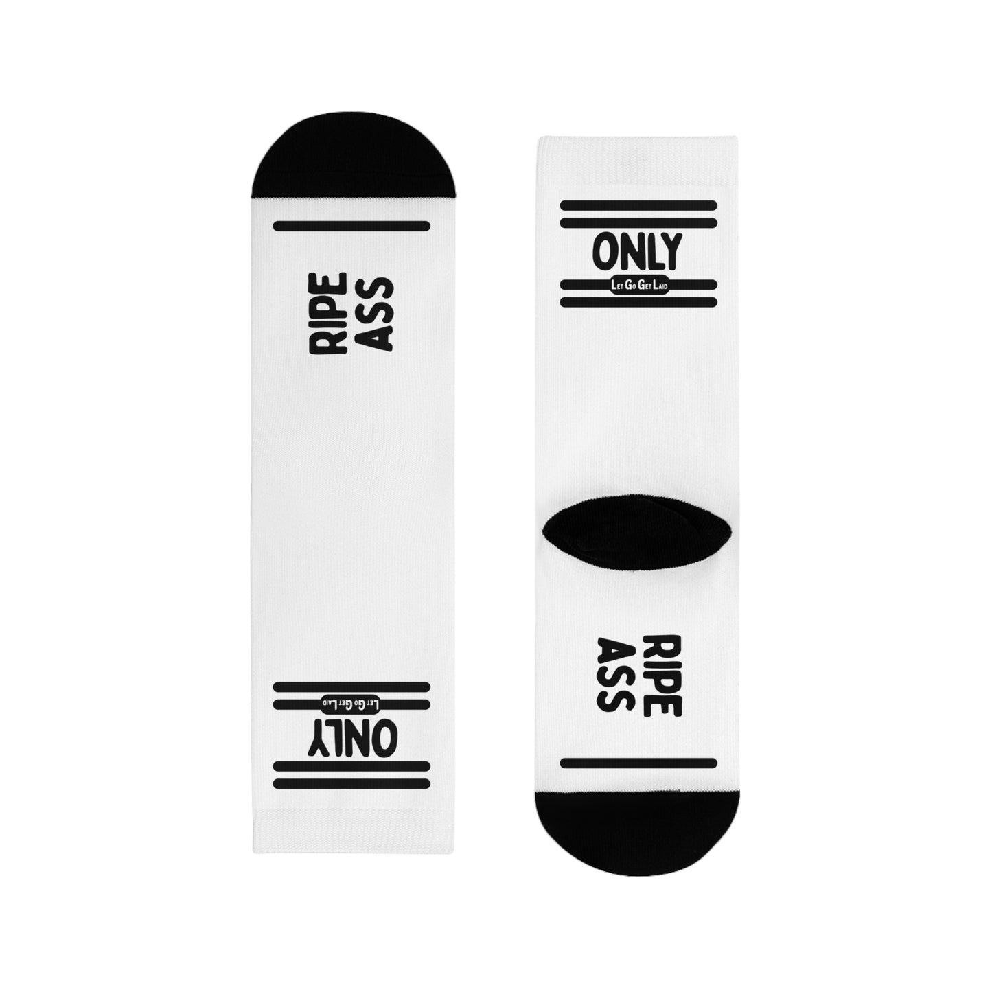 Sweaty ass and hole socks with "Ripe ass only" text