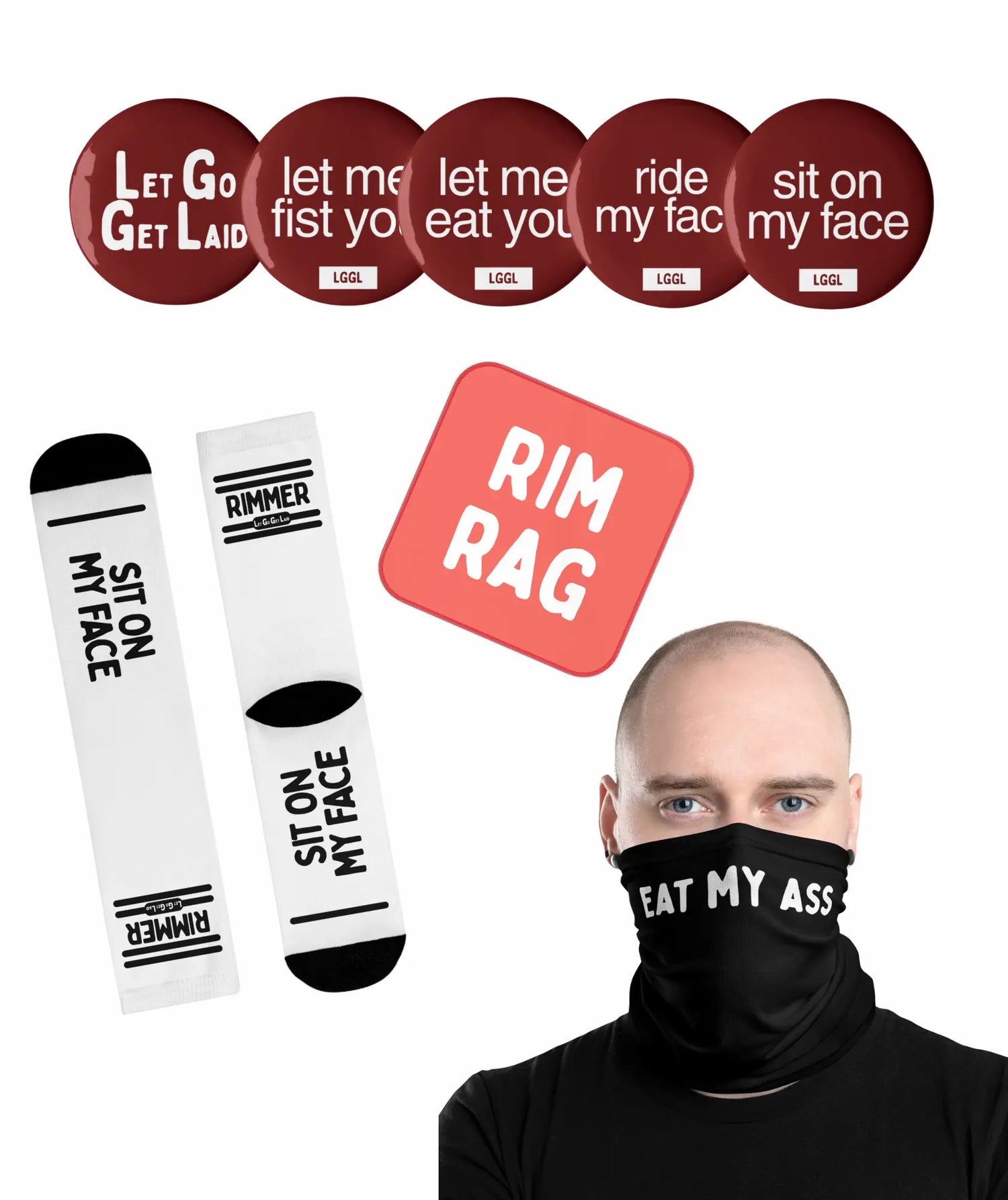 Gay Facesitting & Assplay Accessories Collection overview. Only at www.letgogetlaid.com