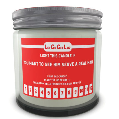 Gay Cuck Top Candle - Erotic Countdown Candle with Arrow Lid - "Light if you want to watch your man serve a real man"