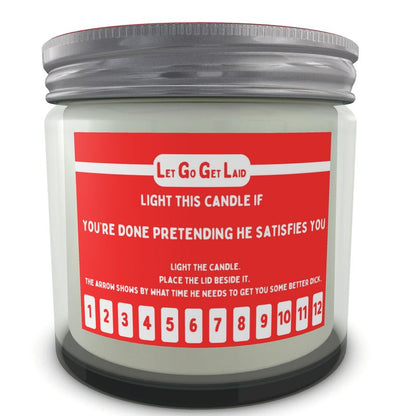 Gay Cuck/ Hot Husband Candle - Erotic Countdown Candle with Arrow Lid - "Light if you're done pretending he satisfies you"