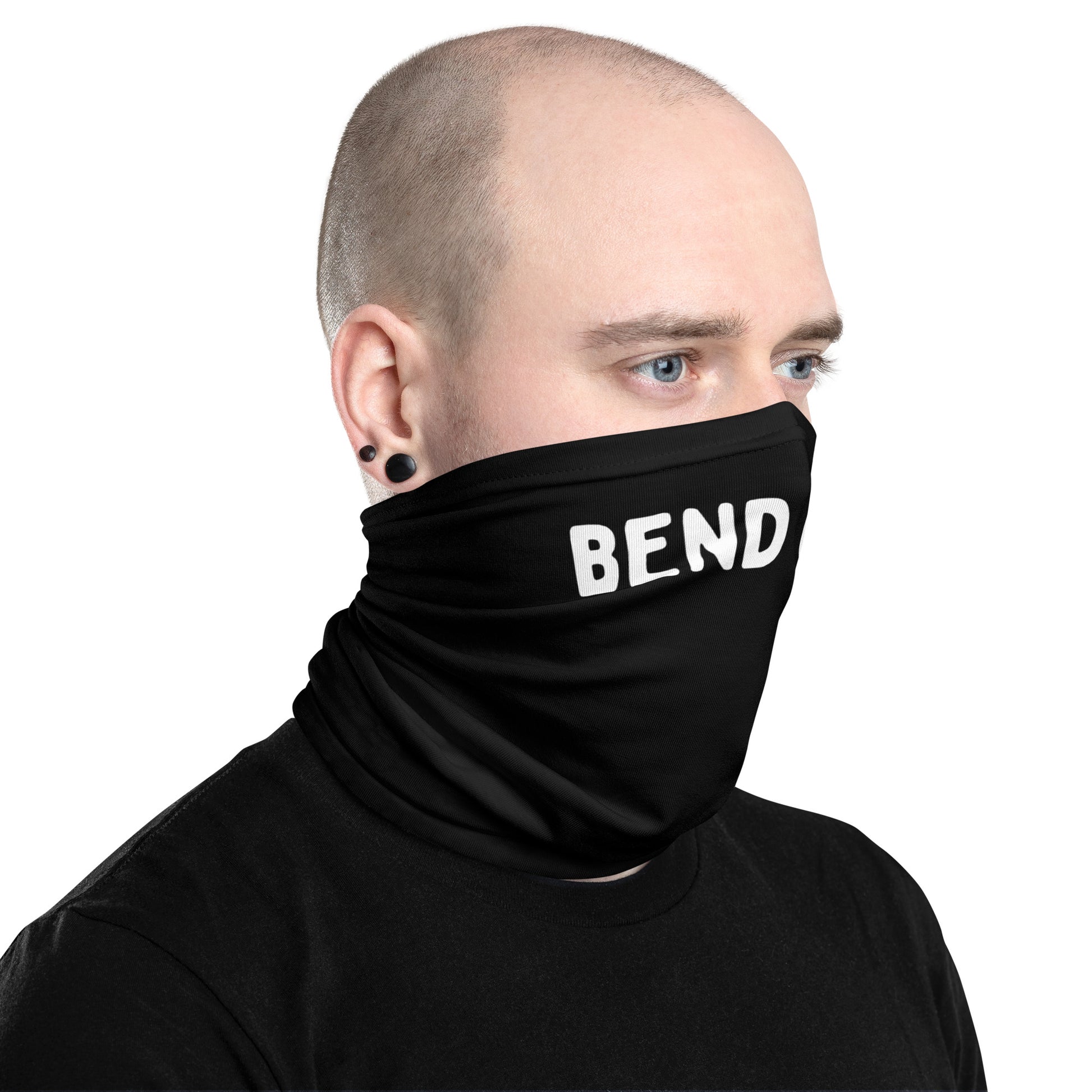 Face cover for anonymous fun with "Bend over" text - cruising club and orgy