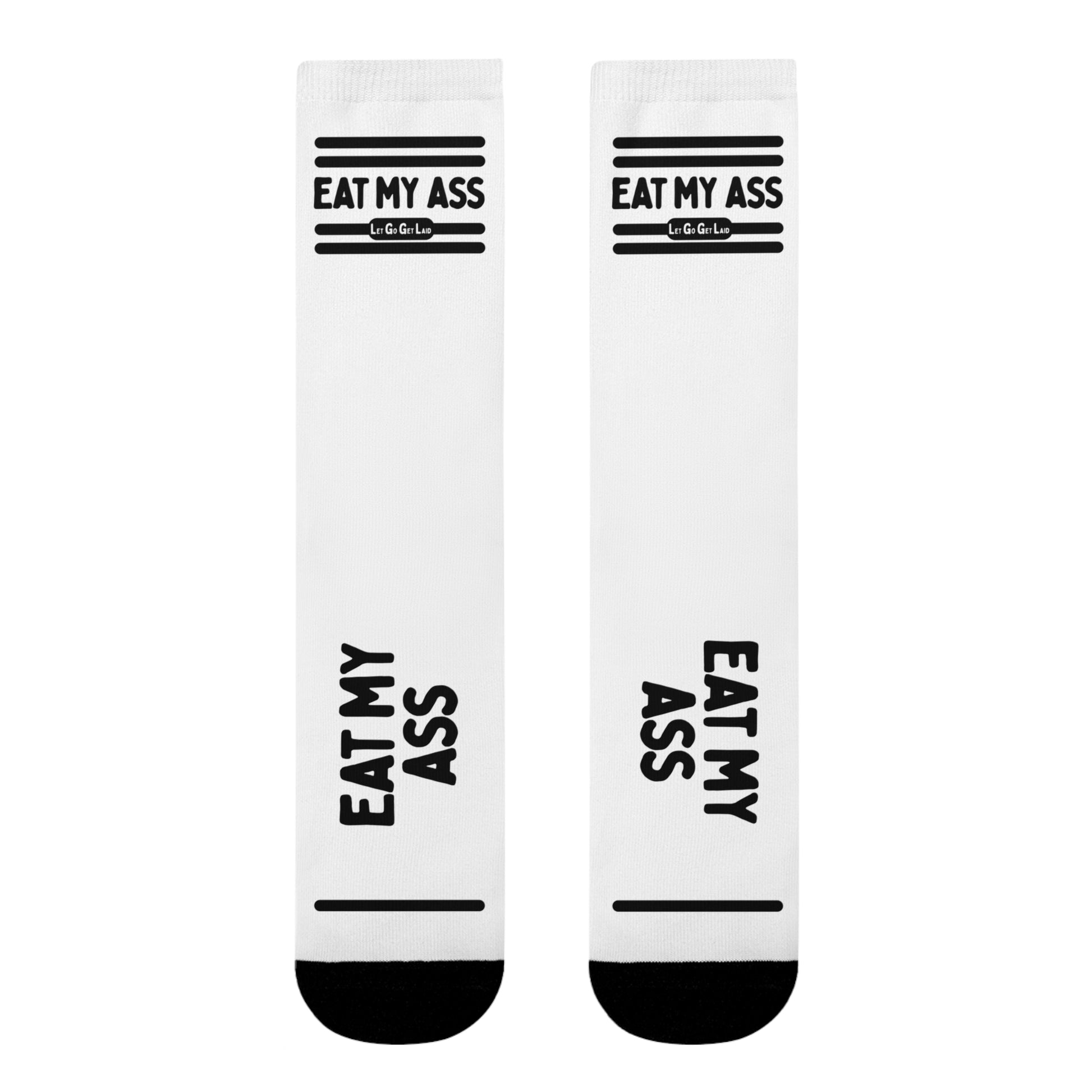 "Eat me" white socks for ay fetish party