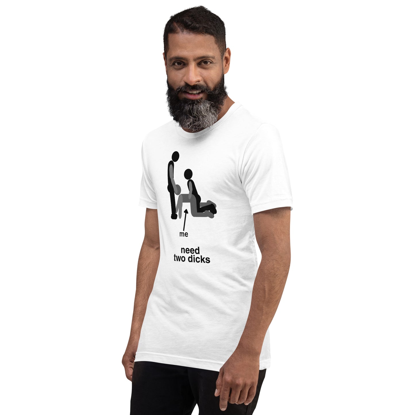 Sexy male model wearing a bold statement T-shirt