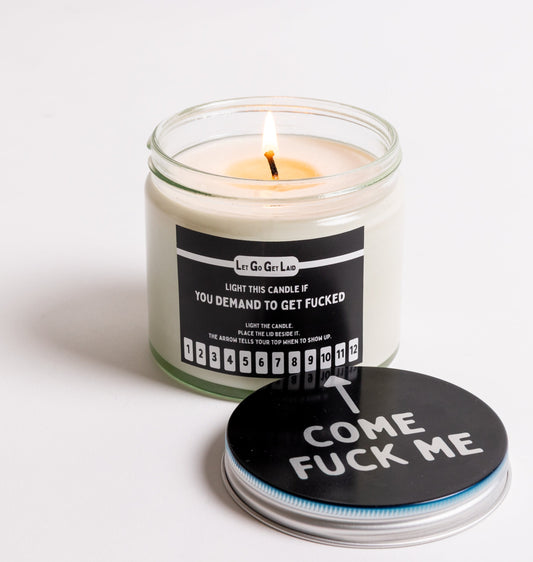 Gay Power Bottom Candle - Erotic Countdown Candle with Arrow Lid for Dom Bottoms and Timed Play