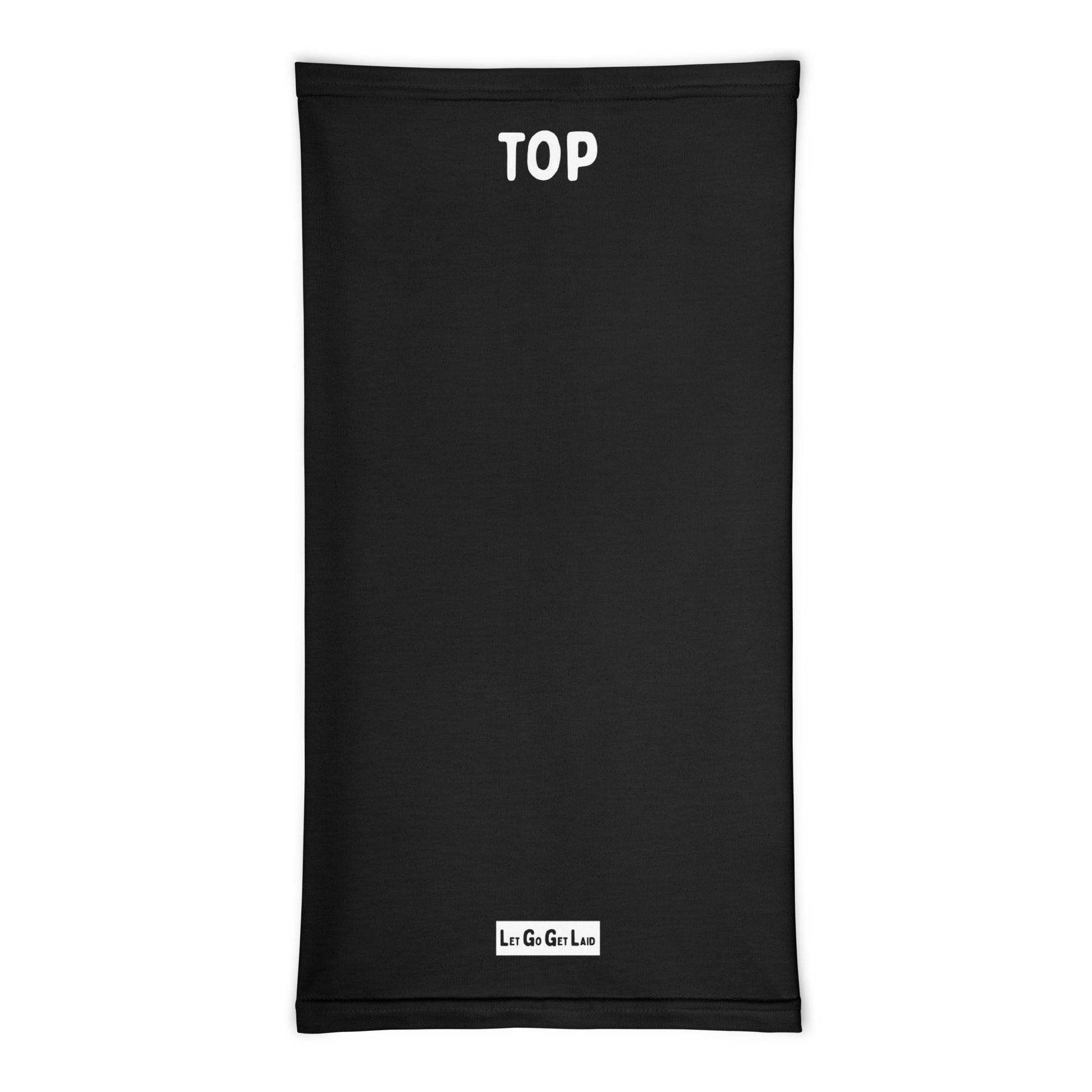 Black facemask for LGBTQ Pride with text "Top"