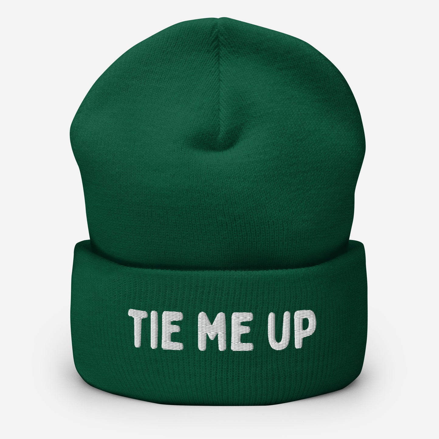 LetGoGetLaid accessories for BDSM play - a beanie with "Tie Me Up" text available at www.letgogetlaid.com