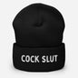 LetGoGetLaid black beanie with "Cock Slut" text