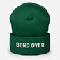 Christmas gift ideas for LGBTQ Community - green beanie with text "BEND OVER"