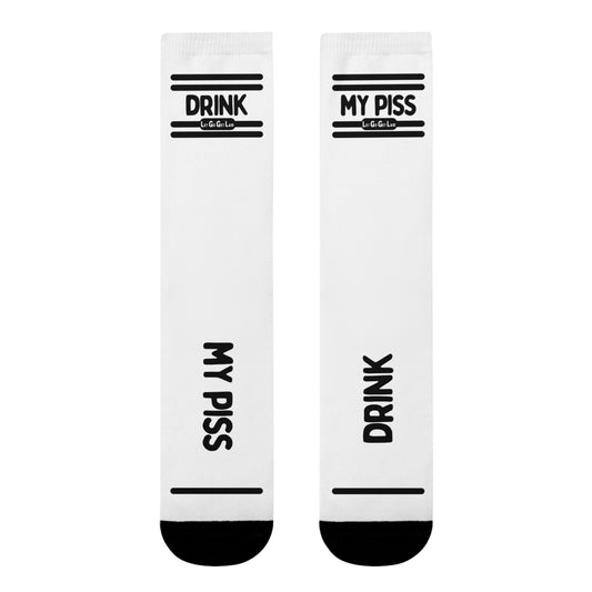 LGGL gay socks for watersports with "Drink my piss" text