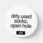 Gay feet worship fetish party pin badge for darkrooms and cruising clubs