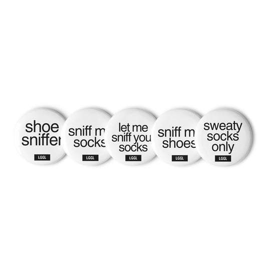 Pin badges about smelling, sniffing dirty socks for gay men