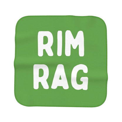 Facesitting Accessories at LetGoGetLaid: green aftercare microfiber towel with "RIM RAG" text