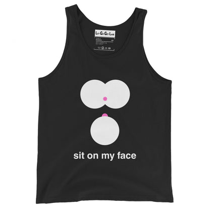 LetGoGetLaid Assplay & Facesitting Accessories: Black tank top with "Sit on my face" text