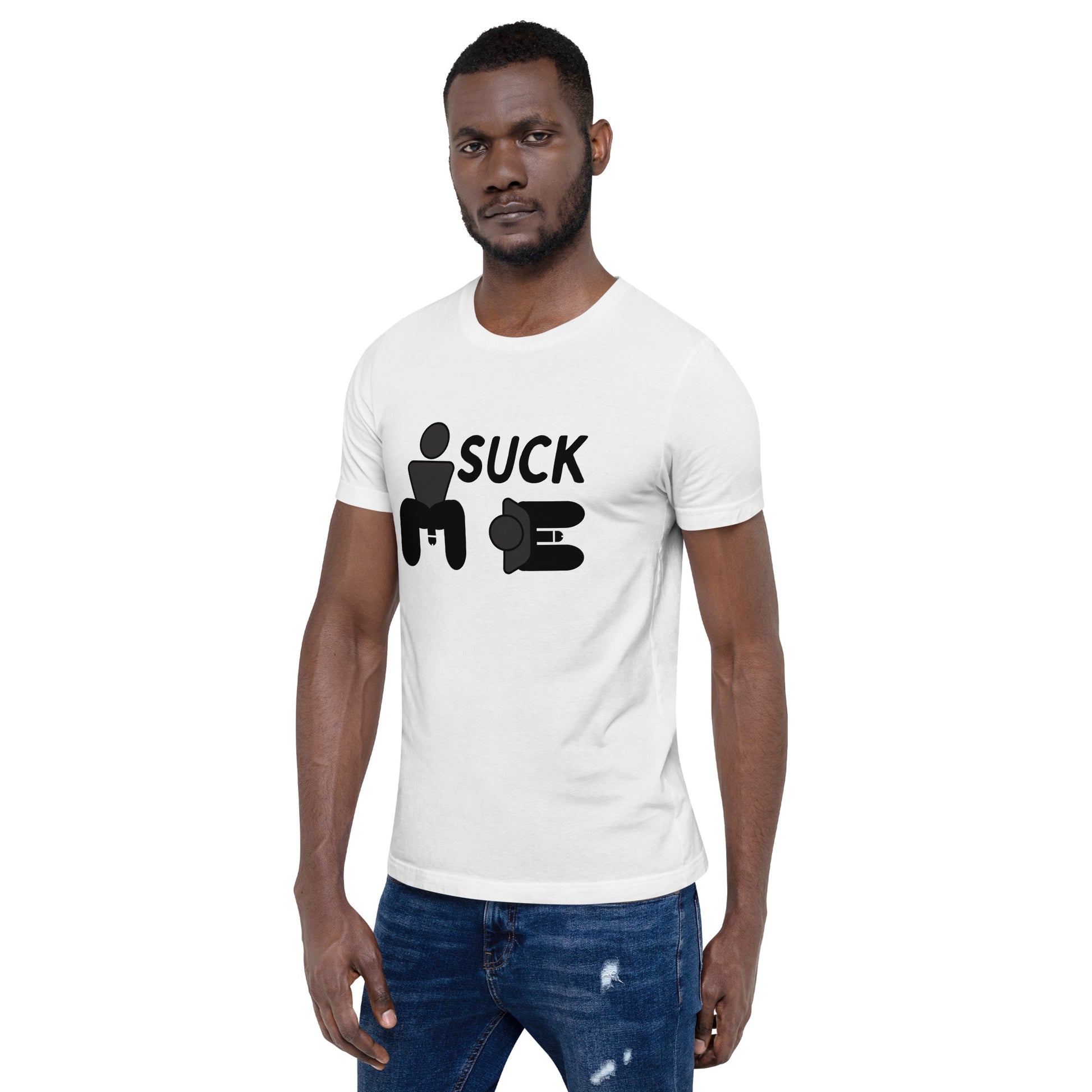 LGGL party wear - a white t-shirt with "Suck me" text