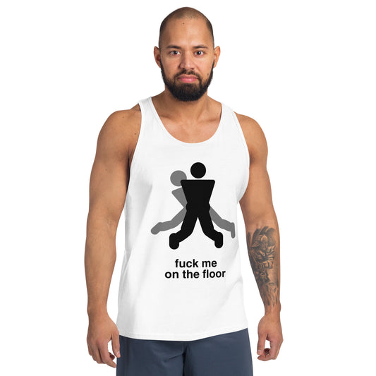 Gay "Fuck me on the floor" tank tops for cruising parties
