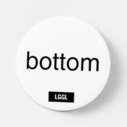Gay "Bottom" pin button for a foot fetish party