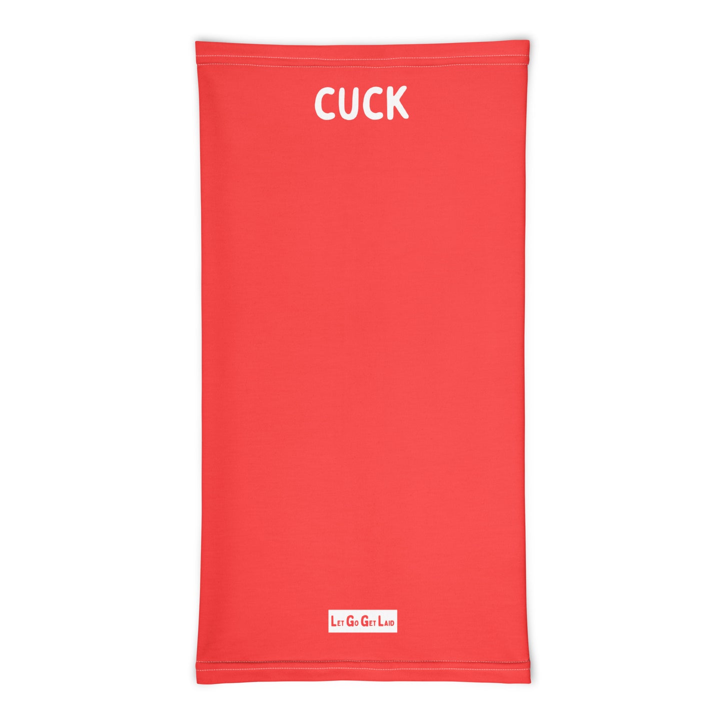 Red neck gaiter with 'CUCK' printed on it - a kinky gay accessory