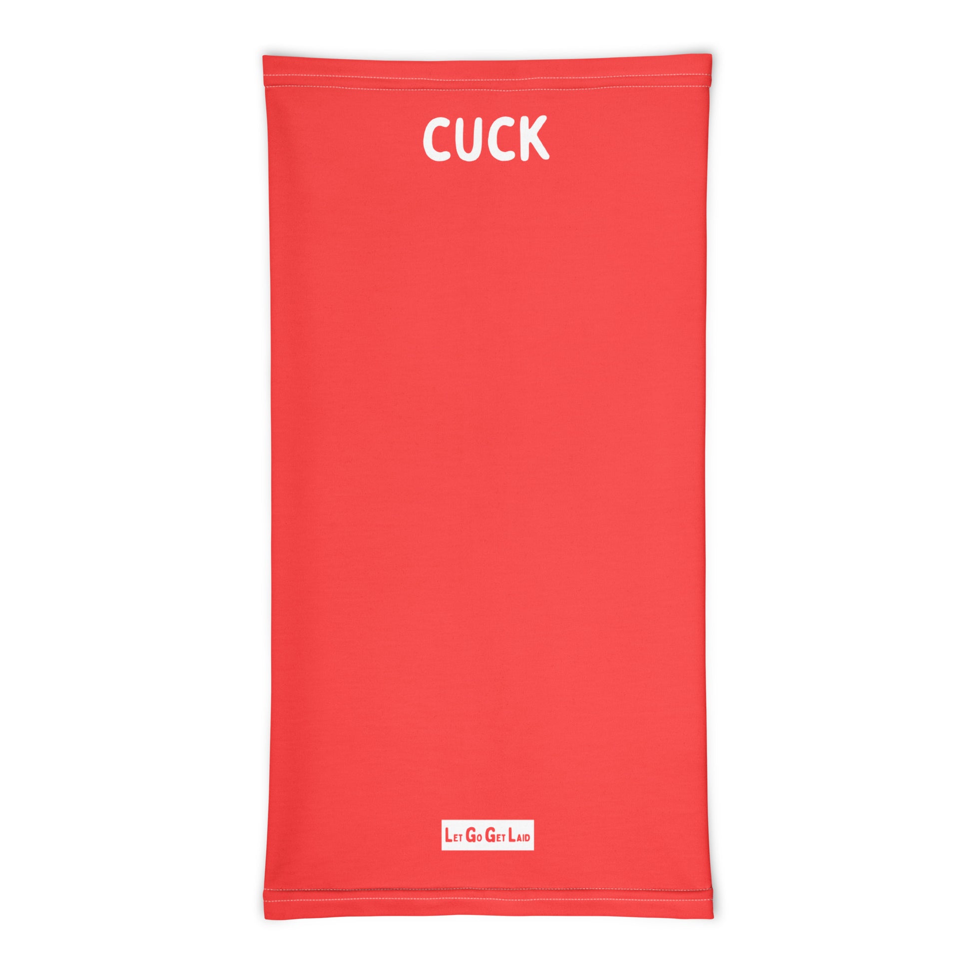 Red neck gaiter with 'CUCK' printed on it - a kinky gay accessory