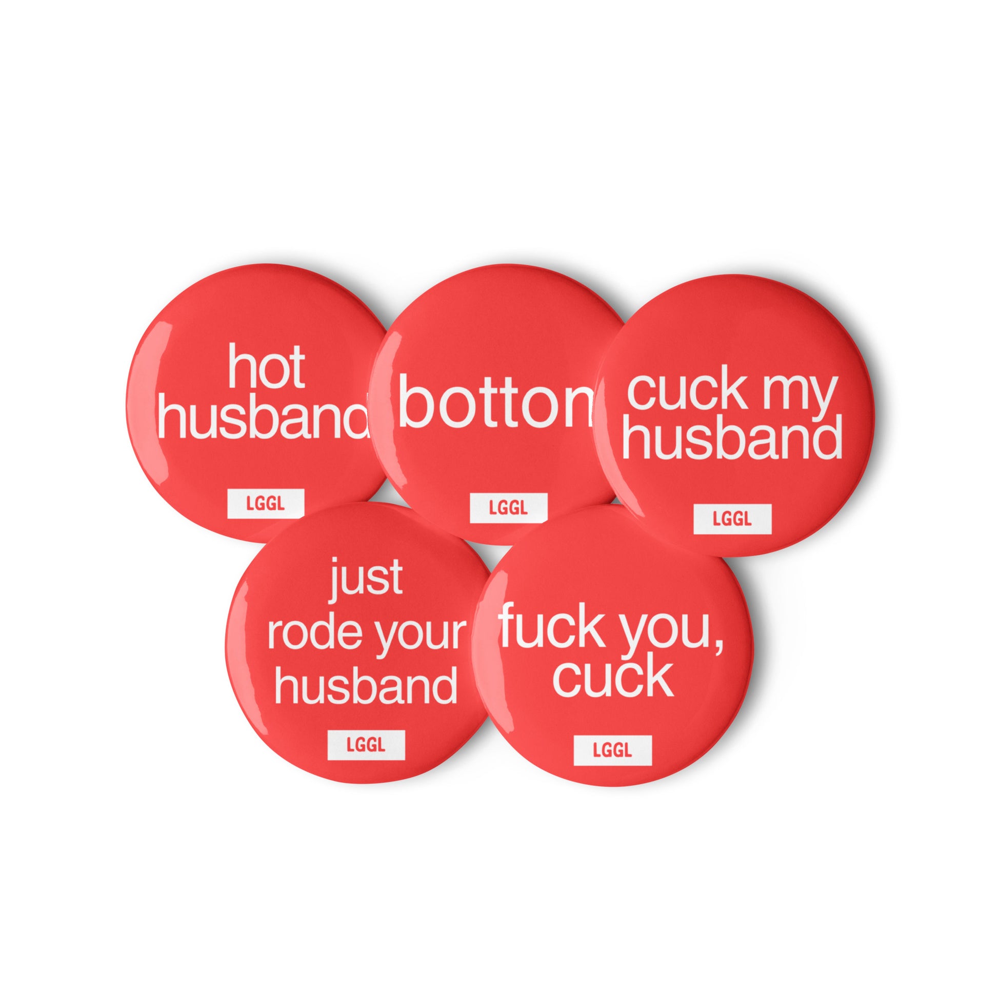 Kinky fetish pin buttons with hot husband and cuck