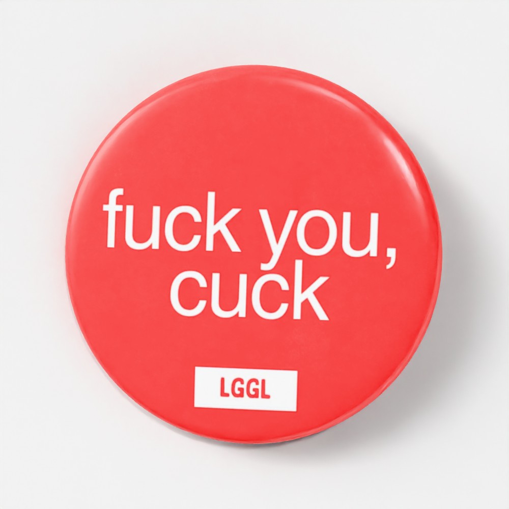 A red humiliating badge for a submissive cuckold