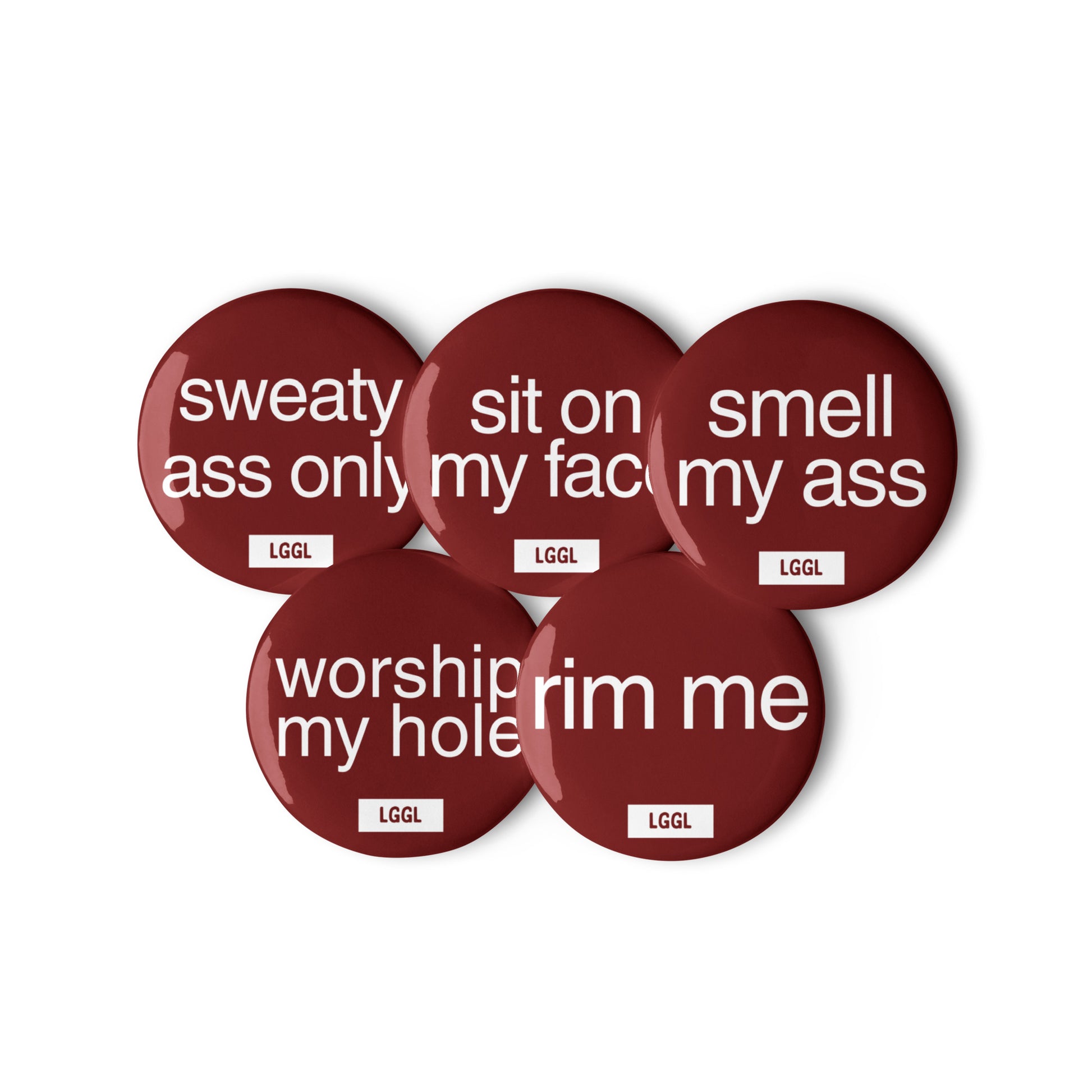 Gay assplay and rimming fetish pins for sex clubs and darkrooms - set of 10 designs