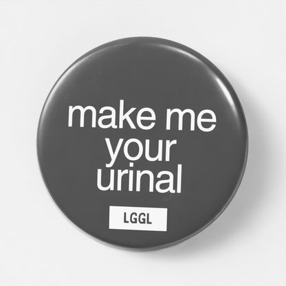 Grey watersports kinky fetish pinback button 