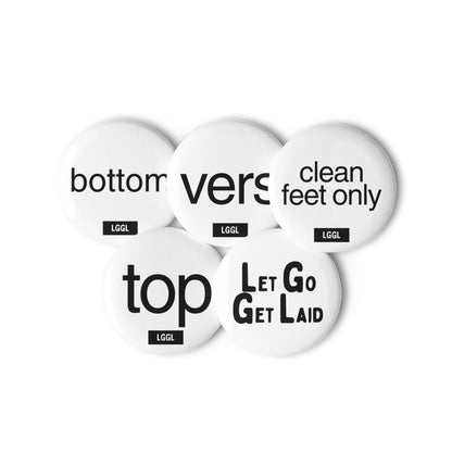 Overview of the LGGL shoes fetish pin badges