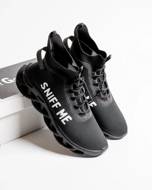 LetGoGetLaid Foot Fetish Party Essentials: Black "SNIFF ME" Shoes for Hardcore Foot Worship