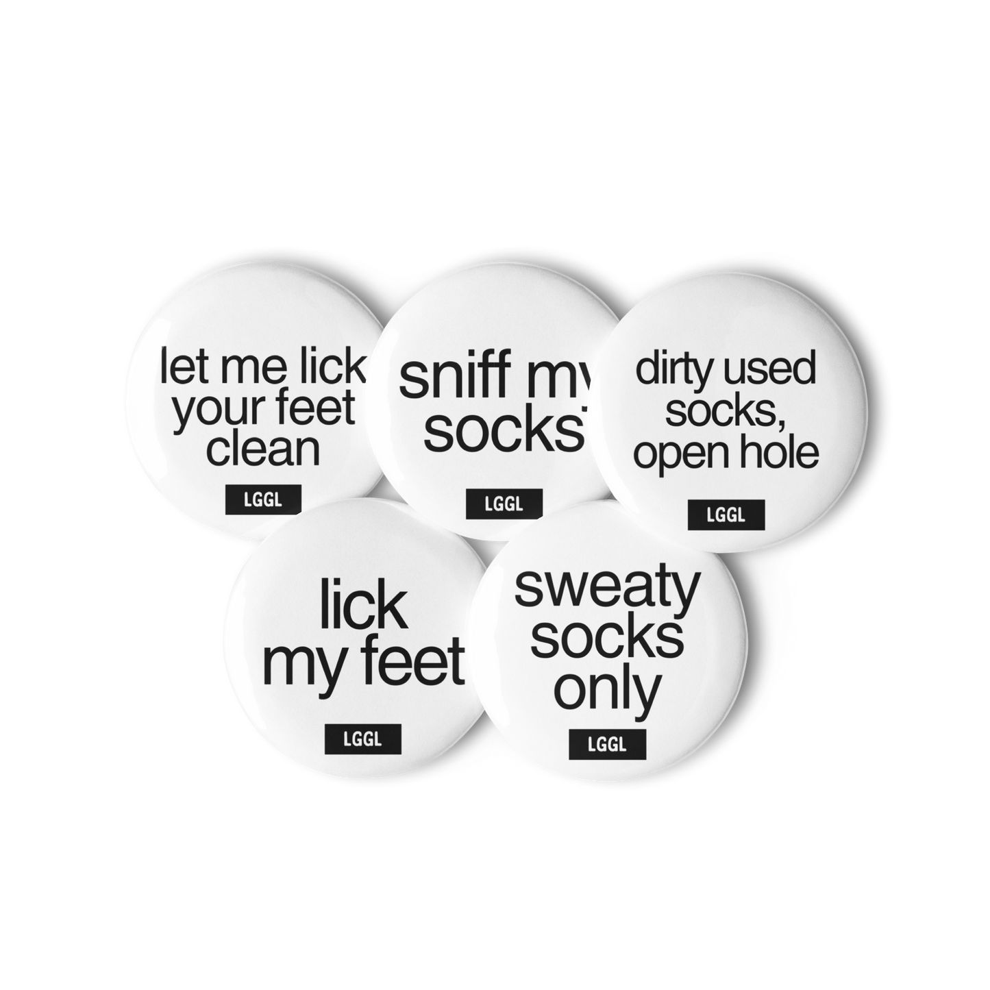 Gay kink accessories for fetish nights - feet, socks and shoe fetish pin badges