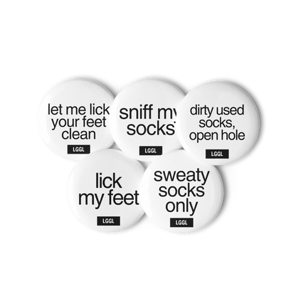Gay kink accessories for fetish nights - feet, socks and shoe fetish pin badges