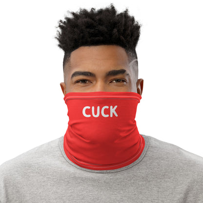 Sexy cuckold wearing a face mask with "Cuck" text