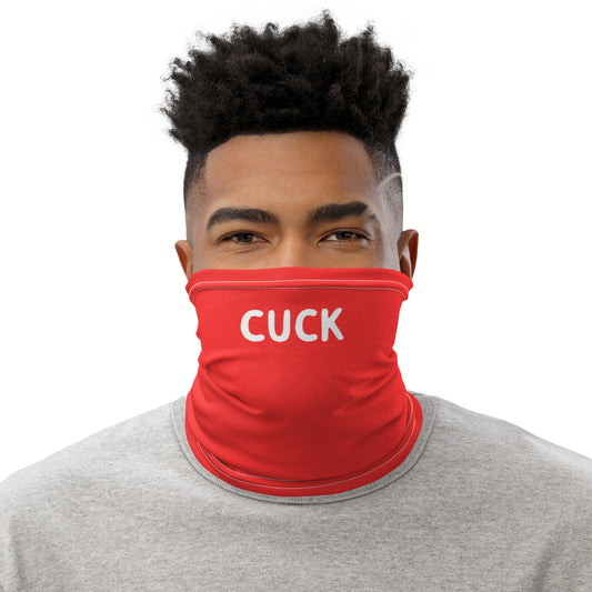 Sexy cuckold wearing a face mask with "Cuck" text