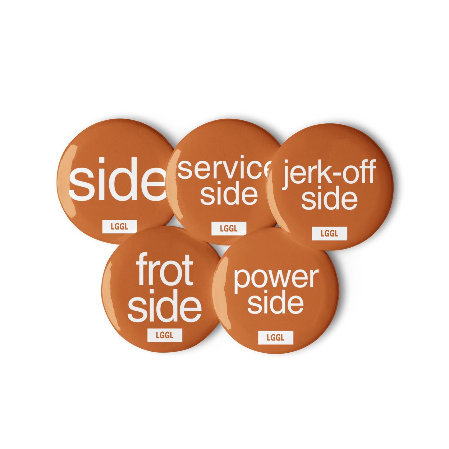 Full set of gay side kink pin badges by LetGoGetLaid - signal your role before the room does