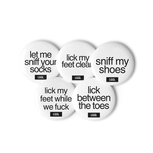 Gay feet fetish pin buttons collection