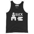 Queer LGBT tank top for gay men with "Suck me" text for parties
