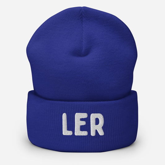 LetGoGetLaid Tickling Fetish Beanie - Kinky Gear for Ticklers - Blue beanie with "LER" text