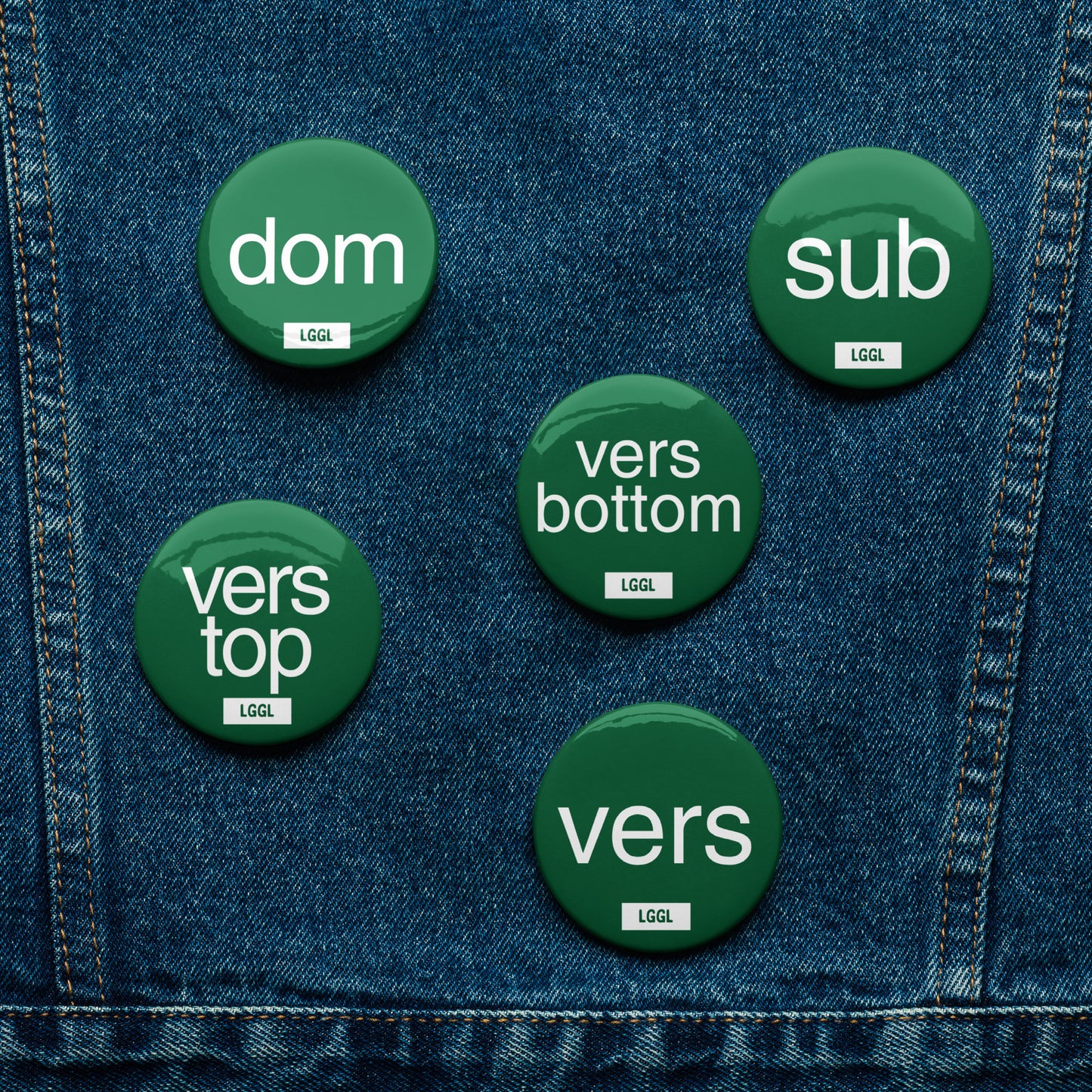 Selection of gay vers pinback buttons - fetish kink role badges by LetGoGetLaid