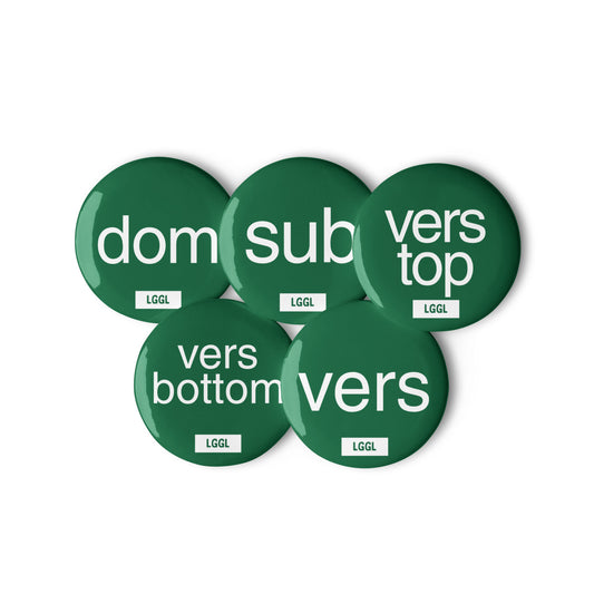 Set of round green badges from gay "versatile" collection