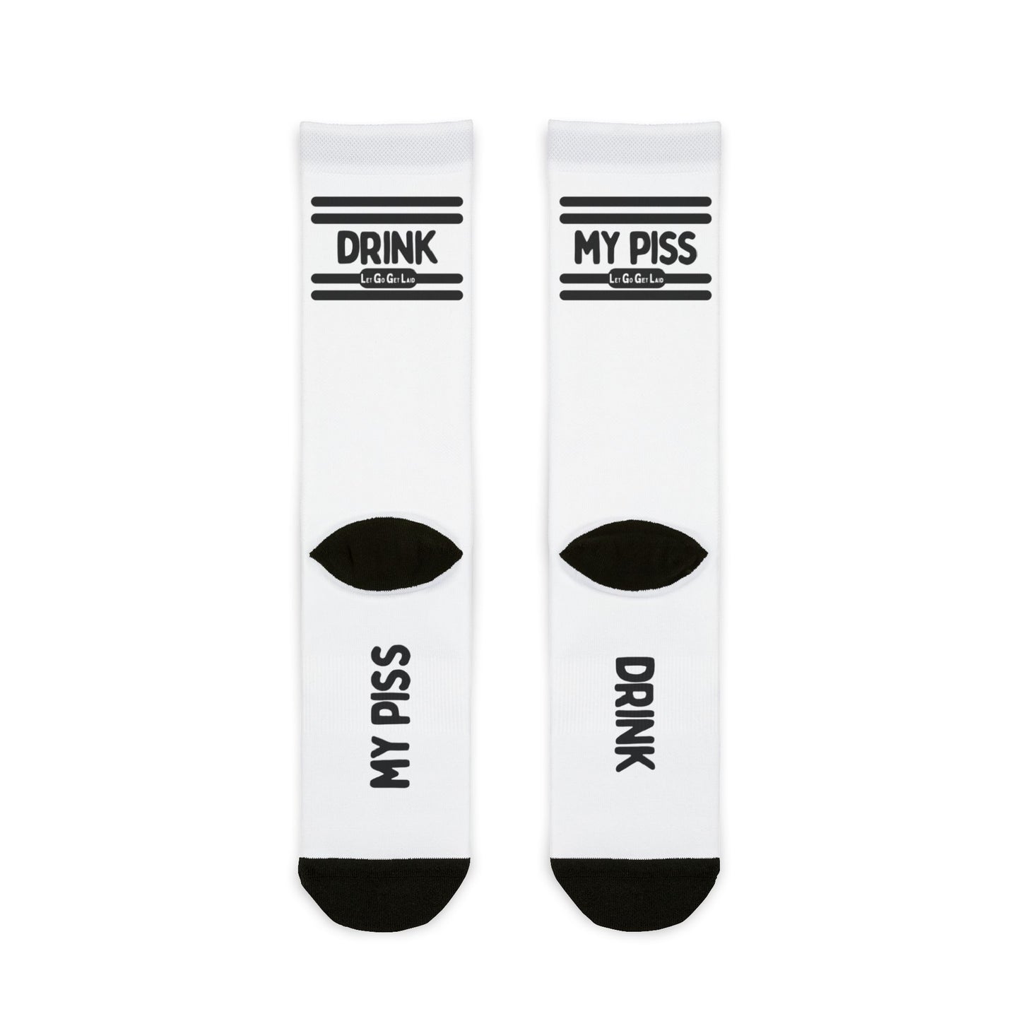 Gay Pissing Socks with "Drink My Piss" Text. Only at LetGogetLaid