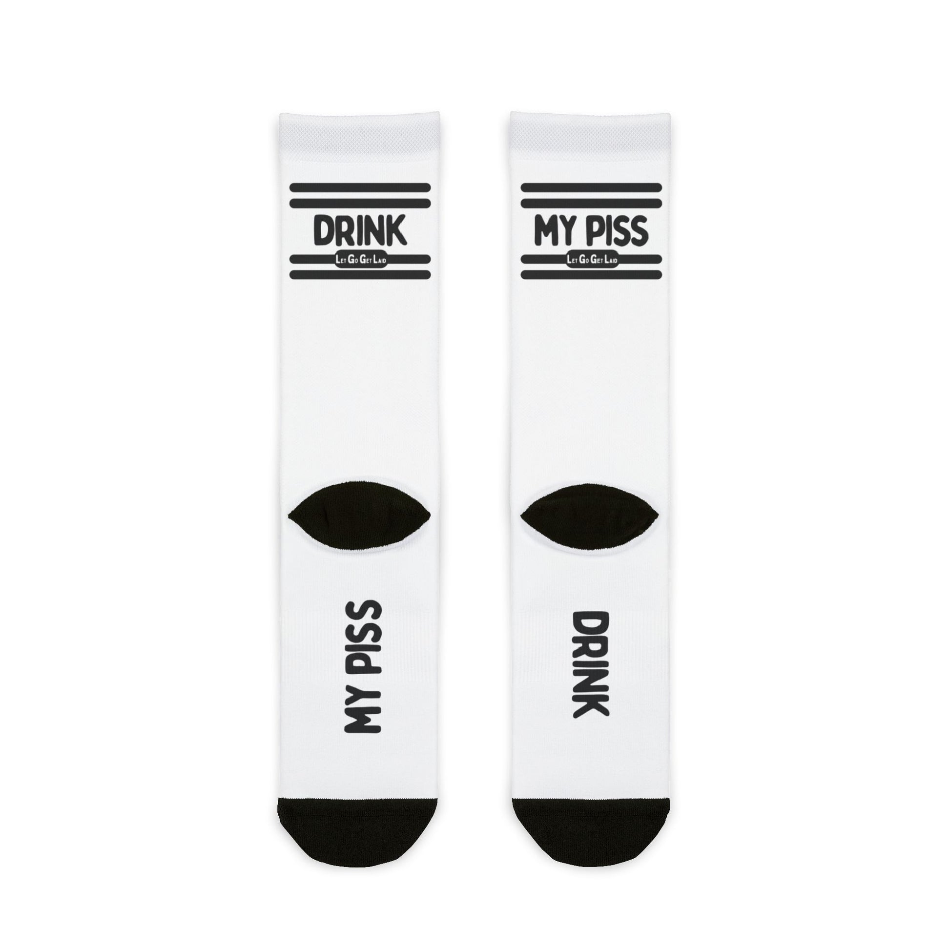 Gay Pissing Socks with "Drink My Piss" Text. Only at LetGogetLaid