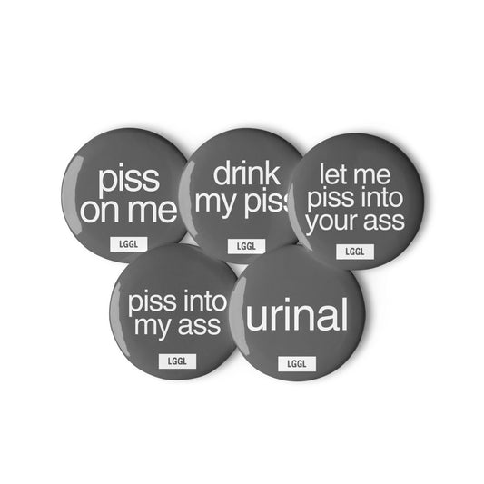 Piss play and golden shower fetish pin badge set - 10 designs by LetGoGetLaid