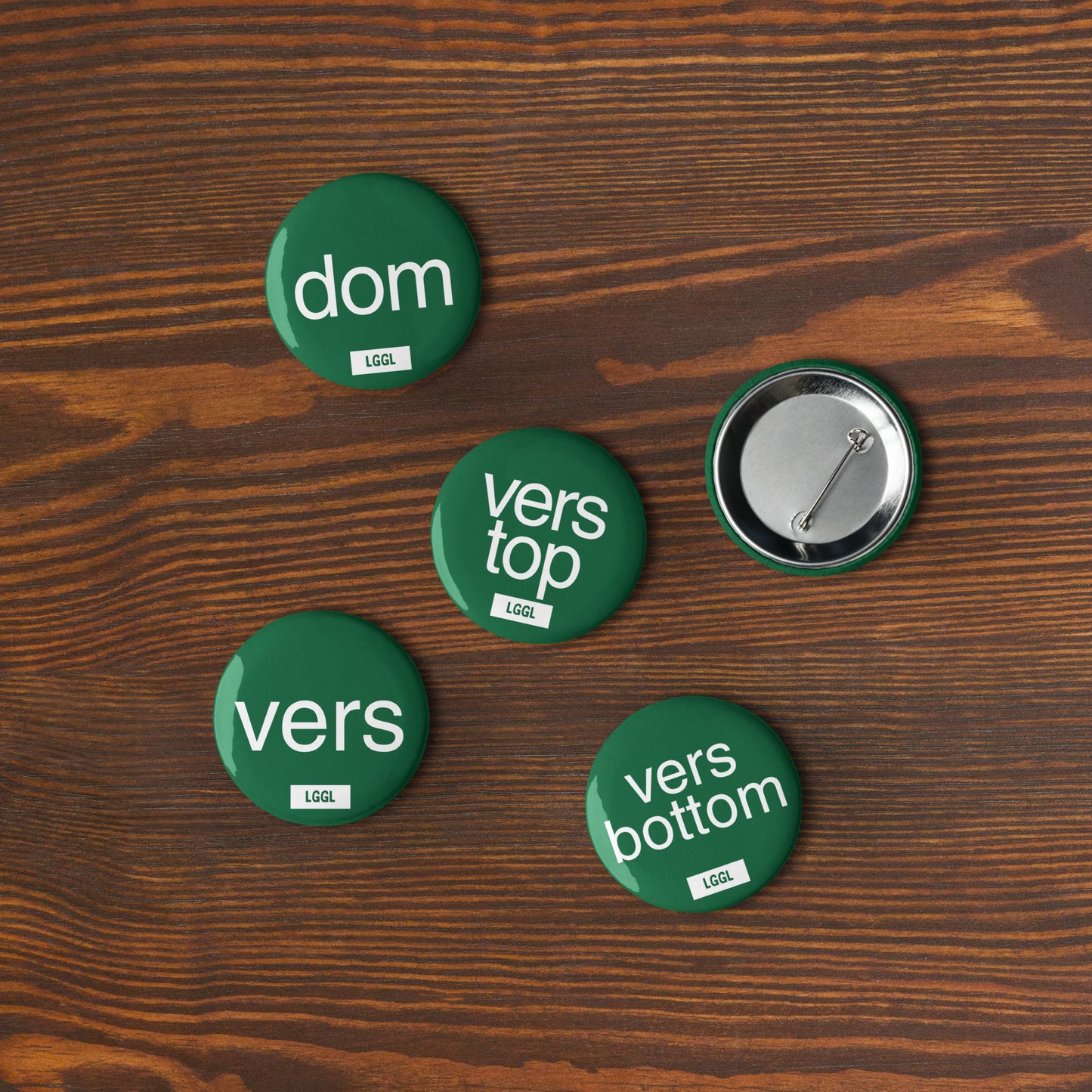 Green gay vers pin buttons - versatile kink fetish badge collection by LetGoGetLaid