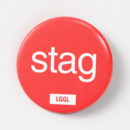 Pride kink fetish party accessory badge with "Stag" text