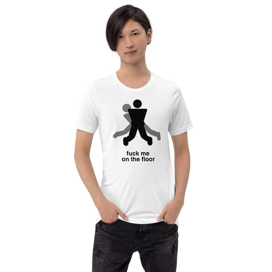 Gay accessories - kinky tshirt with "Fuck me on the floor" text from LGGL