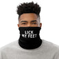 Face cover showing "Lick My Feet" sentence for gay audience
