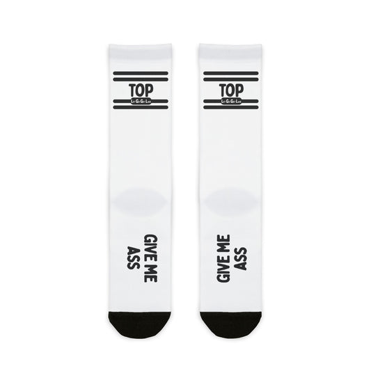 LetGoGetLaid kinky fetish accessories with "TOP - Give Me Ass" text
